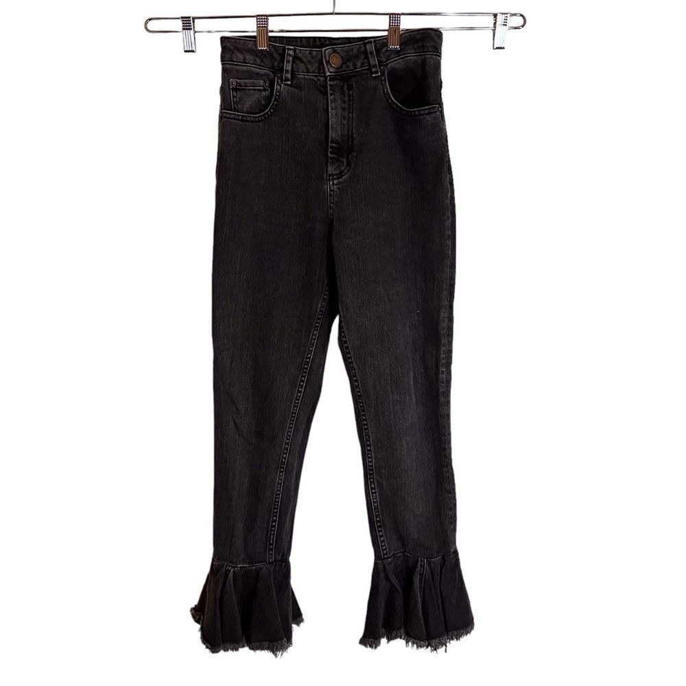 Asos Women's Embellished Kick Flare Leg Black Jean Size 26‎